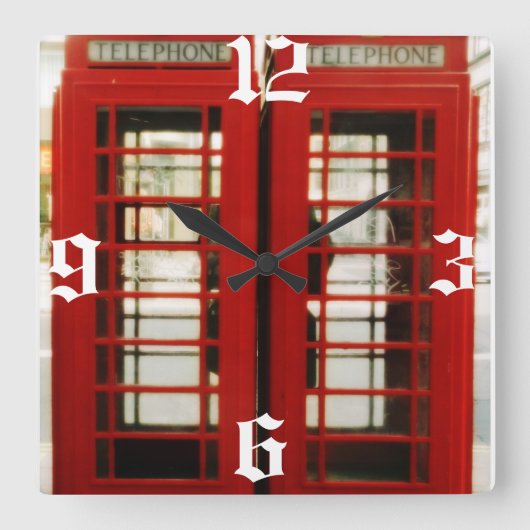 Horloge Carrée LONDRES ANGLETERRE TÉLÉPHONE BOOTH clock (Recto)