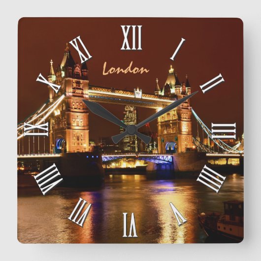 Horloge Carrée Londres, Tower Bridge à Night England / Angleterre (Recto)