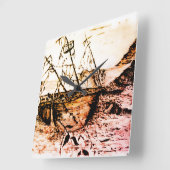 Horloge Carrée Lost and forgotten ship (Angle)