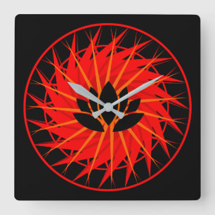 Horloge Carrée Lotus Red Graphic
