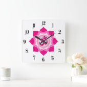 Horloge Carrée Lotus rose (Maison)