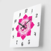 Horloge Carrée Lotus rose (Angle)