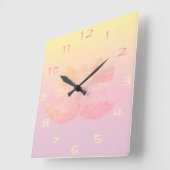 Horloge Carrée Lotus rose (Angle)