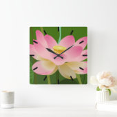 Horloge Carrée Lotus rose (Maison)