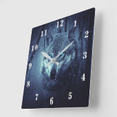 Horloge Carrée Loup (Angle)