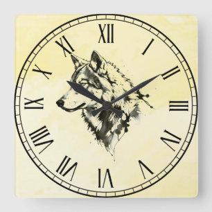 Horloge Carrée Loup