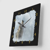 Horloge Carrée Loup bleu (Angle)
