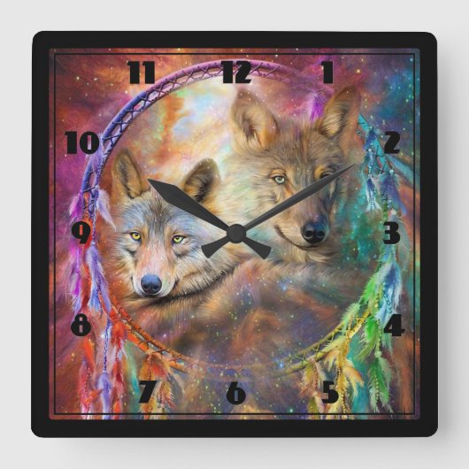 Horloge Carrée Loups (Recto)