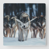 Horloge Carrée Loups de Yellowstone (Recto)