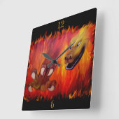 Horloge Carrée Louvre rouge dragon (Angle)