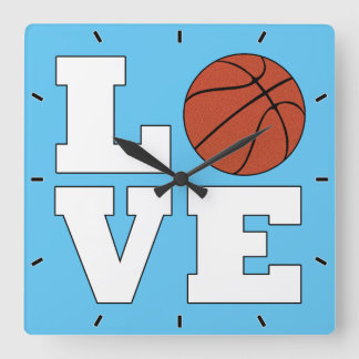 Horloge Carrée LOVE Basketball personnalisé Team Color Sports Jou