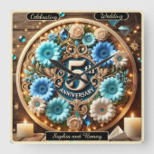 Horloge Carrée Love Blossoms : Elégante Conception du Cinquième A (Recto)