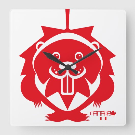 Horloge Carrée  LOVE Castor/ Maple Bandera Canada by Masanser (Recto)