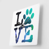 Horloge Carrée LOVE Dog (Angle)