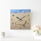 Horloge Carrée Love Heart Beach (Maison)