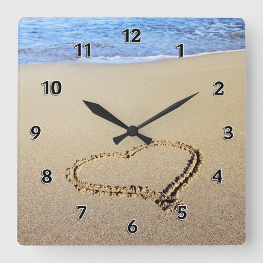 Horloge Carrée Love Heart Beach (Recto)