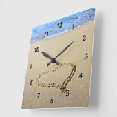 Horloge Carrée Love Heart Beach (Angle)