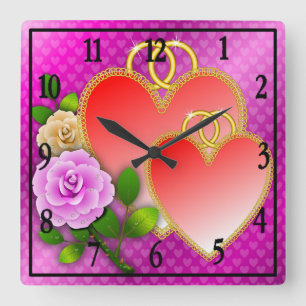 Horloge Carrée Love Heart Shapes-20362