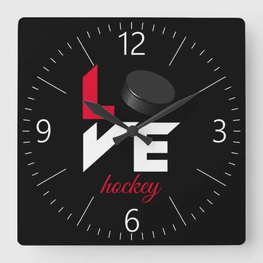 Horloge Carrée Love hockey (Recto)