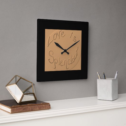 Horloge Carrée "Love is Splendour" Gold Relief >Wall Clocks (Bureau)