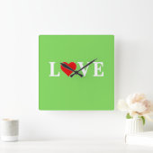 Horloge Carrée LOVE Lime Vert Moderne (Maison)
