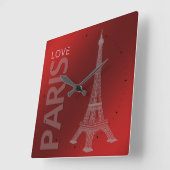 Horloge Carrée Love Paris Dark Red (Angle)