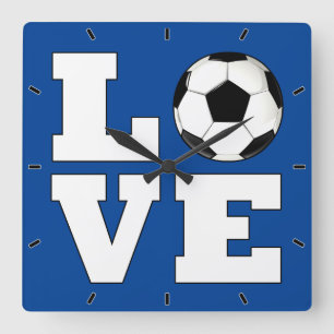 Horloge Carrée LOVE Soccer (Football) Custom Team Color Sports
