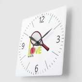 Horloge Carrée Love tennis (Angle)