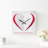Horloge Carrée Love Time Book forme coeur cadran mural (Maison)