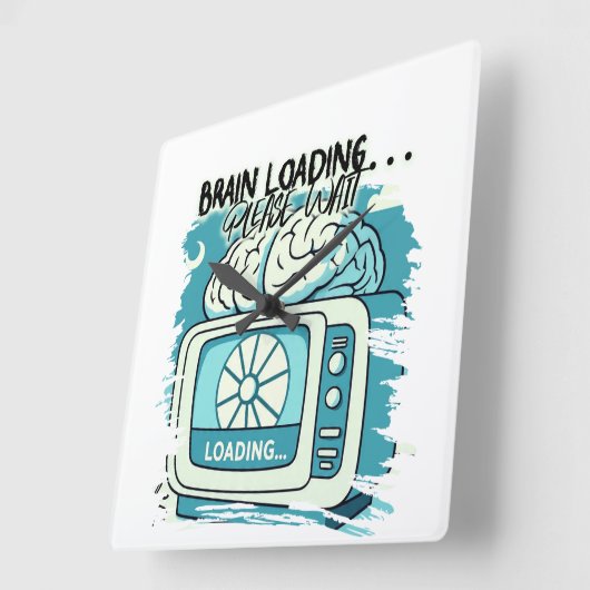 Horloge Carrée lovely brainloading design (Angle)