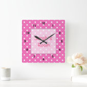 Horloge Carrée Lovely, cute customize, personnel rose (Maison)
