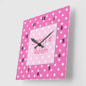 Horloge Carrée Lovely, cute customize, personnel rose (Angle)