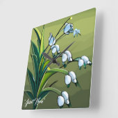 Horloge Carrée Lovely Lily : Dance délicate de la sérénité printa (Angle)