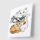 Horloge Carrée Lucky Cat Year (Angle)
