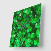 Horloge Carrée Lucky Celtic Irish Green Shamrocks (Angle)