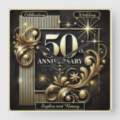 Horloge Carrée Lueur dorée : 50e anniversaire (Recto)