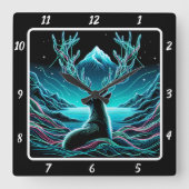 Horloge Carrée Lumière de la Lune du Cerf Céleste (Recto)