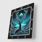 Horloge Carrée Lumière de la Lune du Cerf Céleste (Angle)