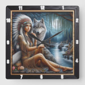 Horloge Carrée Lumière de l'aube native : Pond Spirit (Recto)