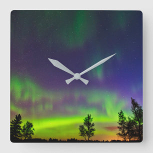 Horloge Carrée Lumière du Nord Manitoba Canada