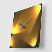 Horloge Carrée Lumières dorées (Angle)