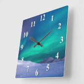 Horloge Carrée Lumières Nord Aurora (Angle)