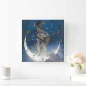 Horloge Carrée Luna Goddess at Night Scattering Stars (Maison)