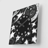 Horloge Carrée Lune Abstraite Et Étoiles (Angle)