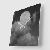 Horloge Carrée Lune et nuages sur le Kansas (Angle)
