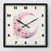 Lune rose Croissant avec de jolies fleurs