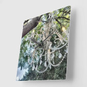 Horloge Carrée Lustre Chic en cristal blanc (Angle)