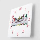 Horloge Carrée Lutins de Noël (Angle)