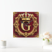 Horloge Carrée Luxurious Gold Frame With Crowned Monogram (Maison)