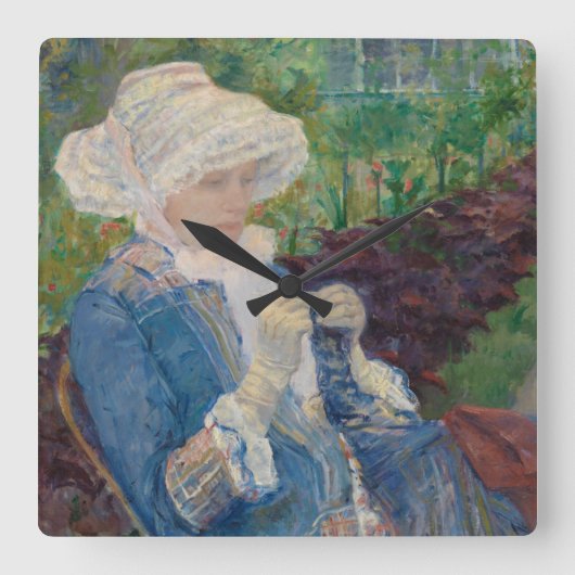 Horloge Carrée Lydia Crocheting in the Garden at Marly (Recto)